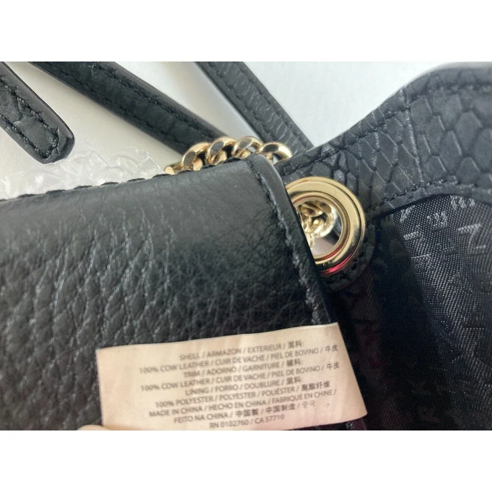 Kate Spade New York Black Pebbled Leather Crossbody Bag Gold Chain Strap Snake